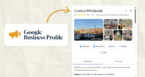 A screenshot of Costco Wholesale's Google Business Profile.