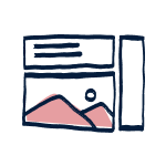 An icon of a wireframe with copy and an image inside it.