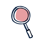 A magnifying glass icon.