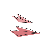 Doodle of two paper airplanes.